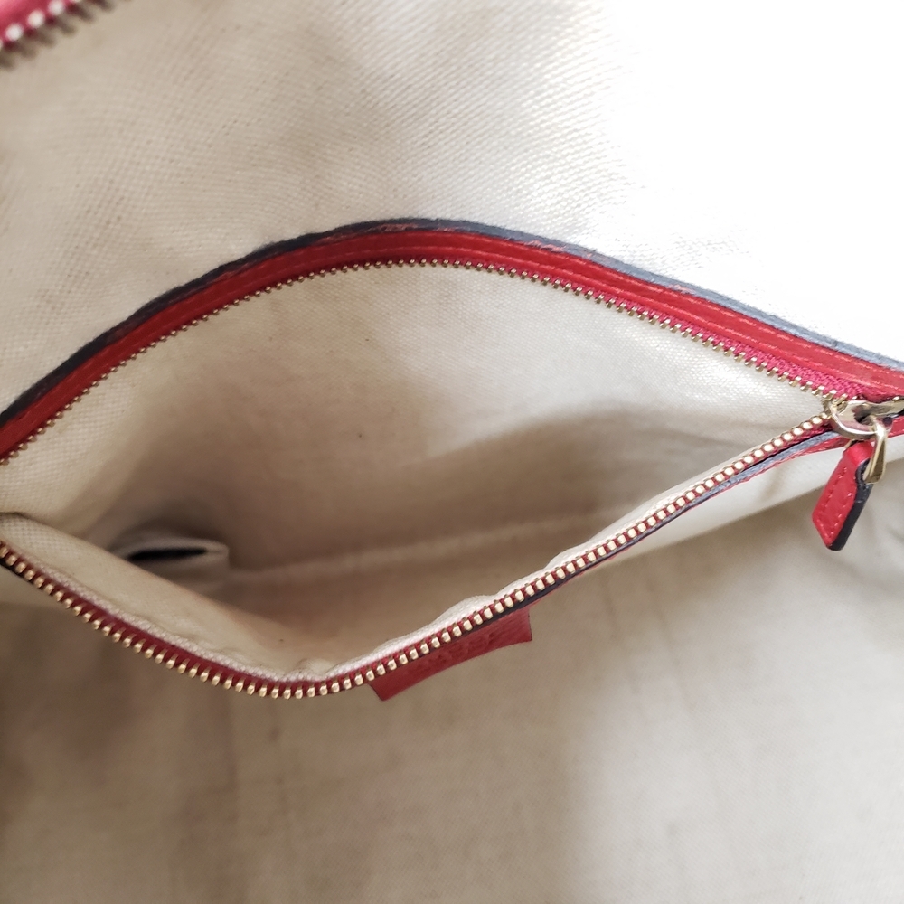 Authentic Gucci Boston GG Supreme Web Stripe Red Leather Satchel Bag - Picture 13 of 16